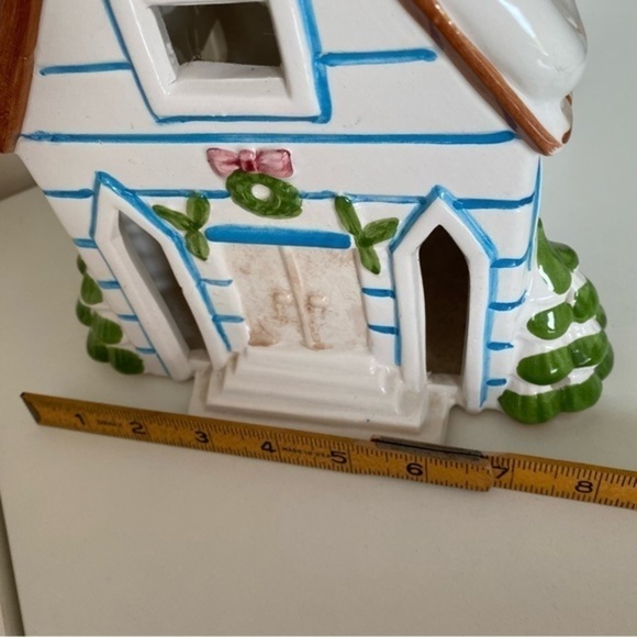 Vintage White Ceramic Candle Tealight Christmas Church Holiday Decor